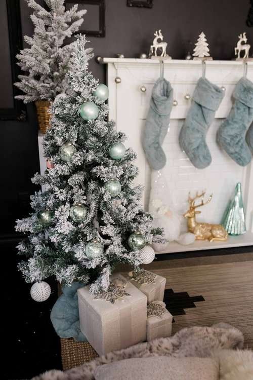 Christmas tree and stockings setup