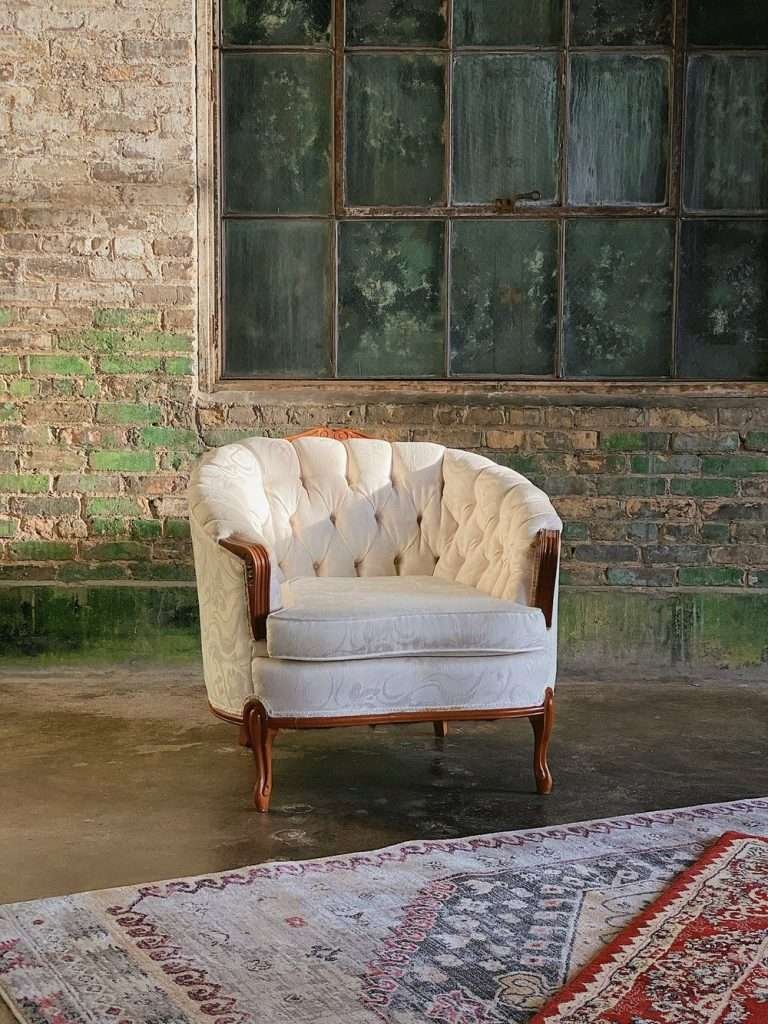 white antique chair prop