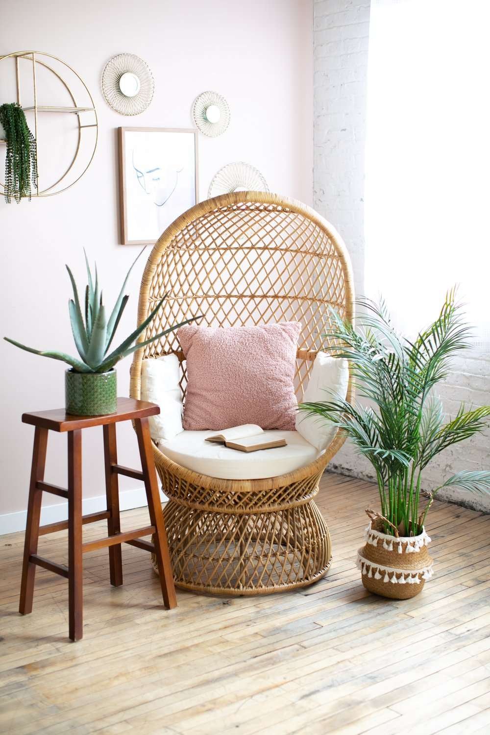eggs chair and artificial plant props