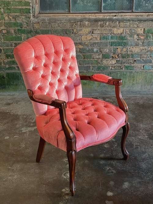 Antique red chair photography prop